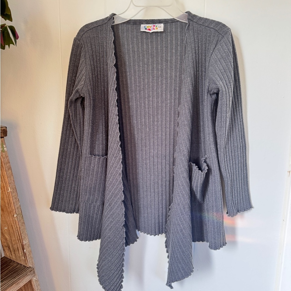 🩶DotDotSmile Ribbed Open Front Cardigan | Girls 5/6 ✨